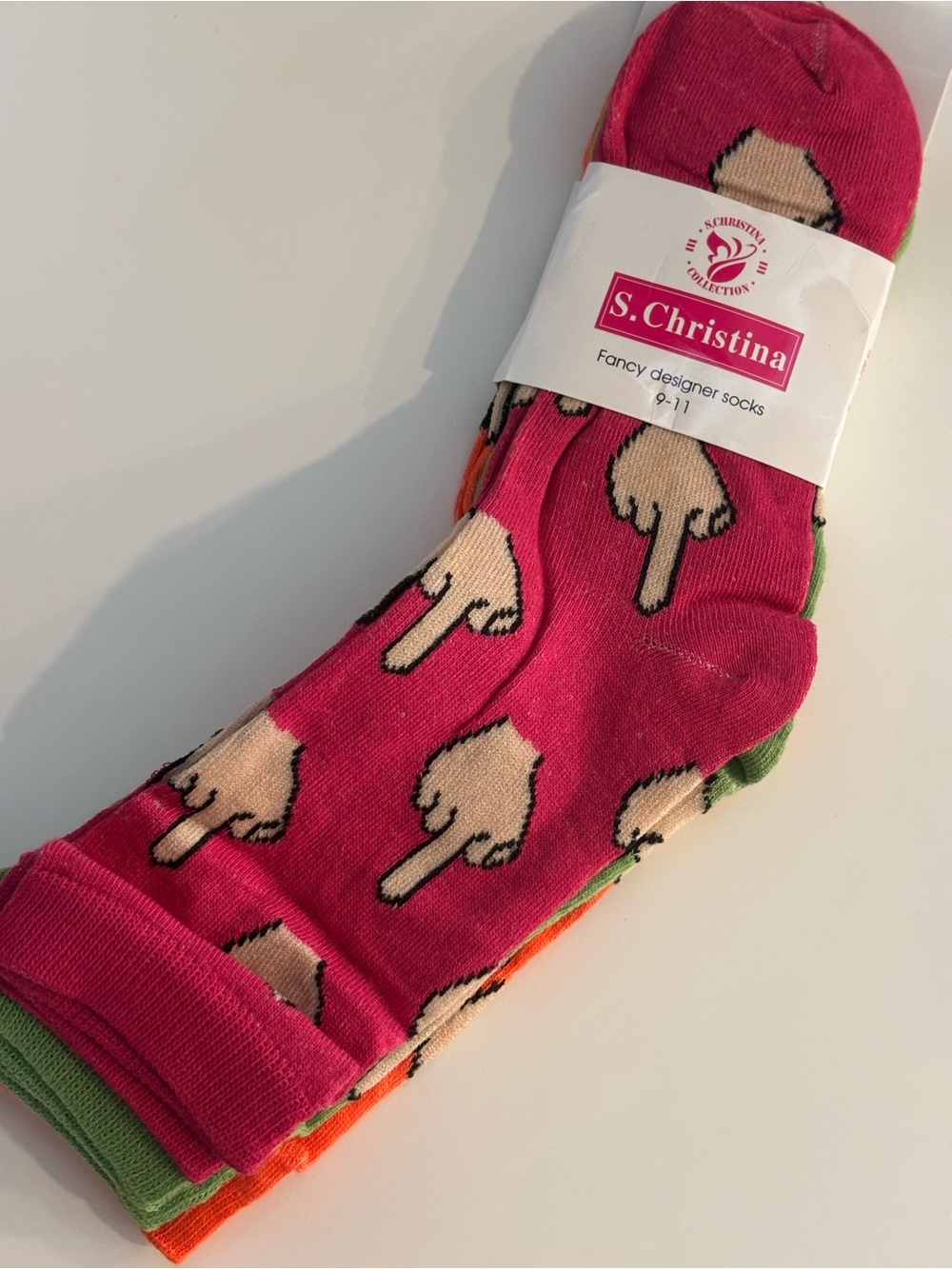 S Christina Novelty Crew Socks 3 Pack Women's 9-11 Middle Finger Emoji NWT